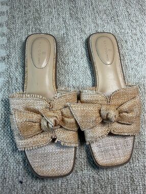Bandolino Women's Beige Bow Slide Sandals Size 8.5M